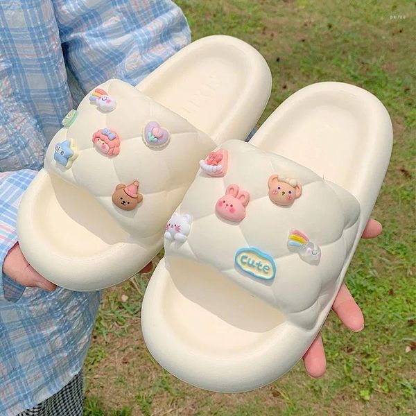 Chinelos 2024 Bonito Dos Desenhos Animados Menina Sola Grossa Para Verão Criança Mulheres EVA Anti Slip Soft Cool Laides Slides