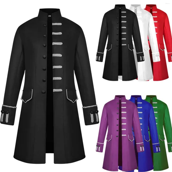 Casacos de Trench Masculinos Homens Vintage Tailcoat Jaqueta Overcoat Outwear Botões Casaco 3XL Jaquetas para Vento Leve