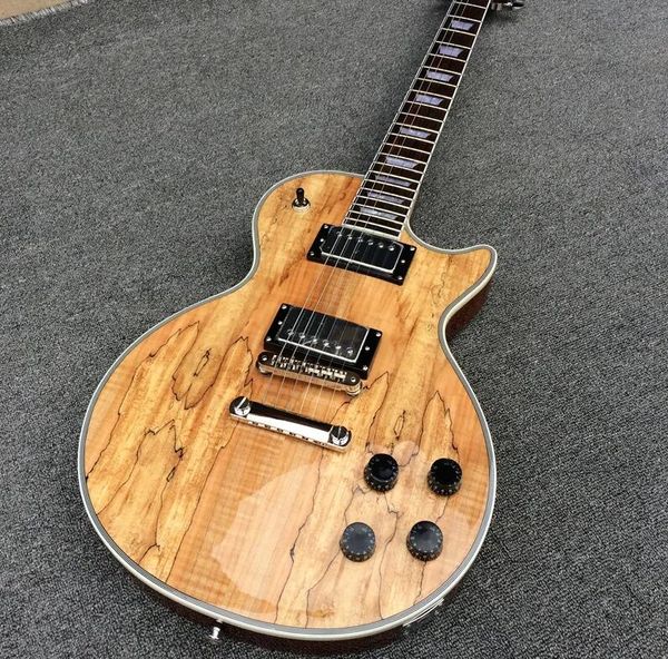 Chitarra elettrica in acero spalted di colore naturale con hardware cromato TonePro Bridge Spedizione gratuita Custom Shop Guitarra