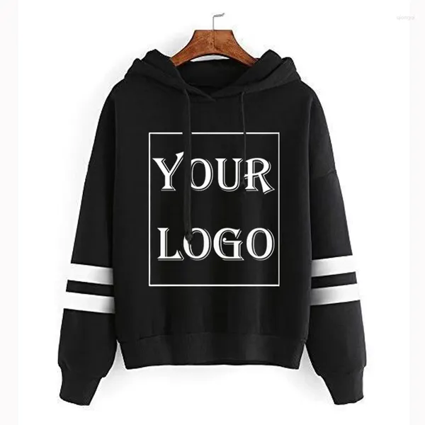 Erkek Hoodies Özel DIY Metin Logo Görüntü Baskı Giysileri Özelleştirilmiş Tasarım Moda Gündelik Çift Çizgili Sweatshirt XS-4XL