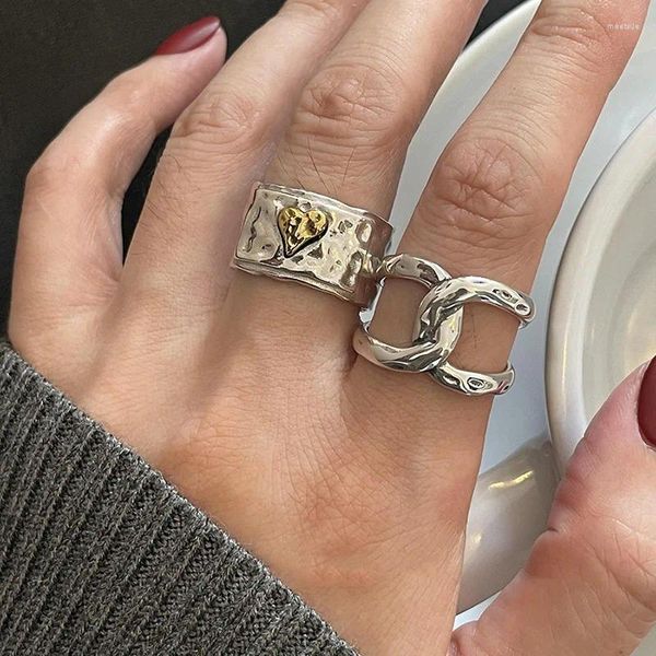 Cluster Ringe 925 Sterling Silber Geometrische Unregelmäßige Herz Kreuz Für Frauen Böhmischen Retro Einstellbare Antike Persönlichkeit Ring