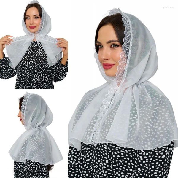 Foulards Dernières chapeaux blancs Accessoires de cheveux Style ethnique Headwraps Élastique Mesh Hijab Femmes musulmanes Châles Foulard malaisien Bonnets