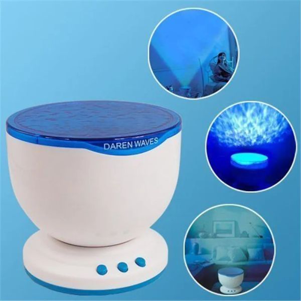 Led night light projetor oceano azul ondas do mar lâmpada de projeção com mini alto-falante ondas do oceano luzes alimentado por usb ou alimentado por bateria ll