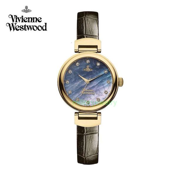 Vivianeismo orologio westwoodism orologio leggermente imperatrice dowager colorato fritillaria alla moda semplice elegante oro orologio da donna