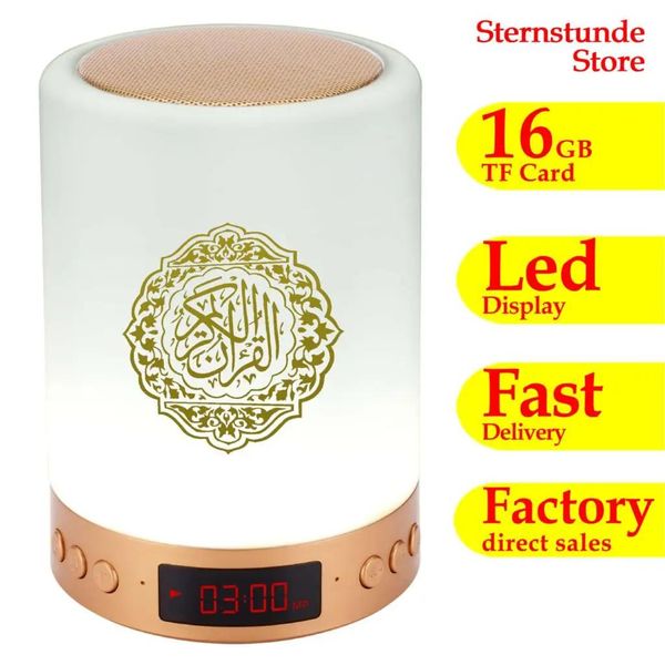 Altoparlanti Nuovo 16GB Corano Altoparlante Lampada Azan Orologio Luce notturna Adhan Islam Corano Lampada Altoparlante Senza fili Bluetooth Lettore Mp3 Radio Musulmano Gif