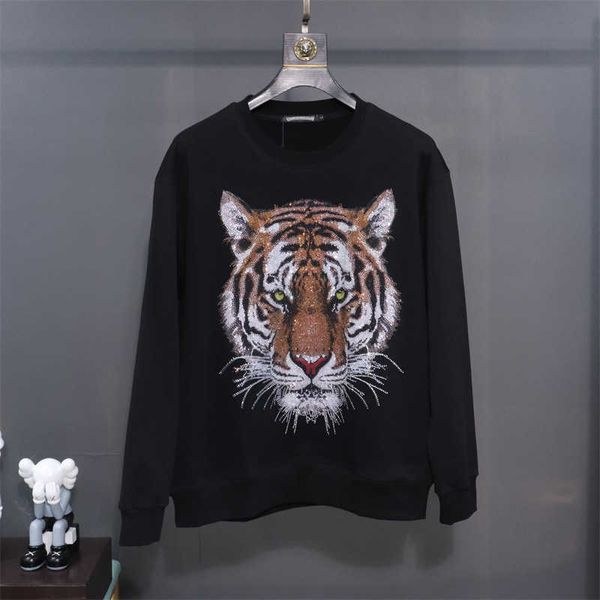 S-9xl Plus Fat и большой C Tiger Head Head Digital Drill Men's Women's Goman's Sweater рассыпается