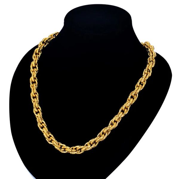 Hohe Qualität 14 karat Gelbgold Seil Kette Halsketten Männlichen 8 MM Dicke Goldene Farbe Ketten Für Männer Hiphop punk Schmuck