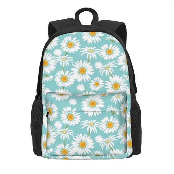 Рюкзак с принтом солнечных ромашек, женский цветок, милые растения, легкие рюкзаки, повседневные школьные сумки из полиэстера, велосипедный рюкзак