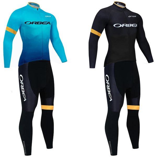 Preto orbea orca inverno ciclismo jaqueta térmica velo bicicleta camisa calças conjunto das mulheres dos homens ropa ciclismo equipe por roupas de bicicleta 240116