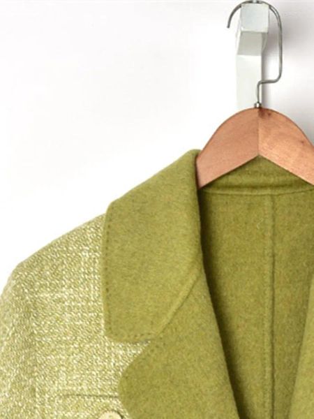 Damenjacken Doppelseitige Wolle Damen Single Button Anzugjacke Damen Kerbkragen Taschendekoration Mantel Frühling 2024