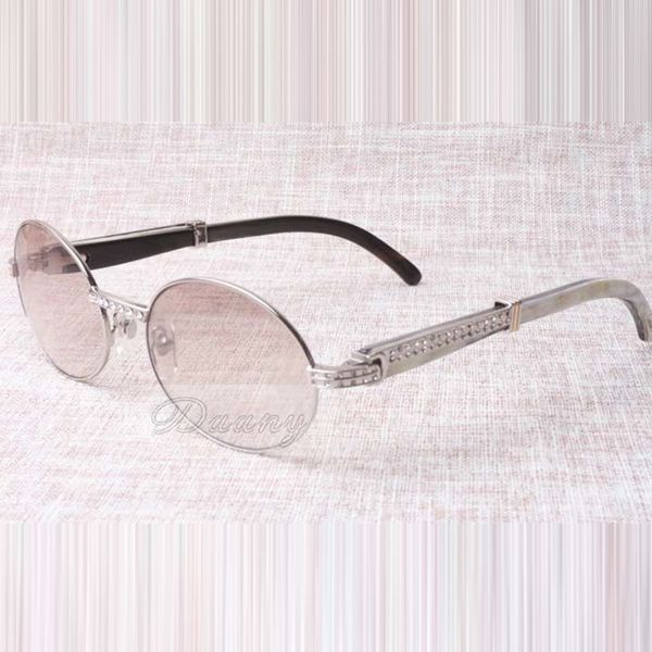Runde Diamant-Sonnenbrille, Rinderhorn-Brille, 7550178, natürliche Hörner-Mischung, Sonnenbrille für Herren und Damen, Brillengröße 55–22–135 m