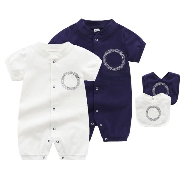 Neugeborenen Baby Baumwolle Strampler Lätzchen Kleinkind Jungen Mädchen Kurzarm Body Sommer Pyjama Overall Set Kinder Kleidung BH186