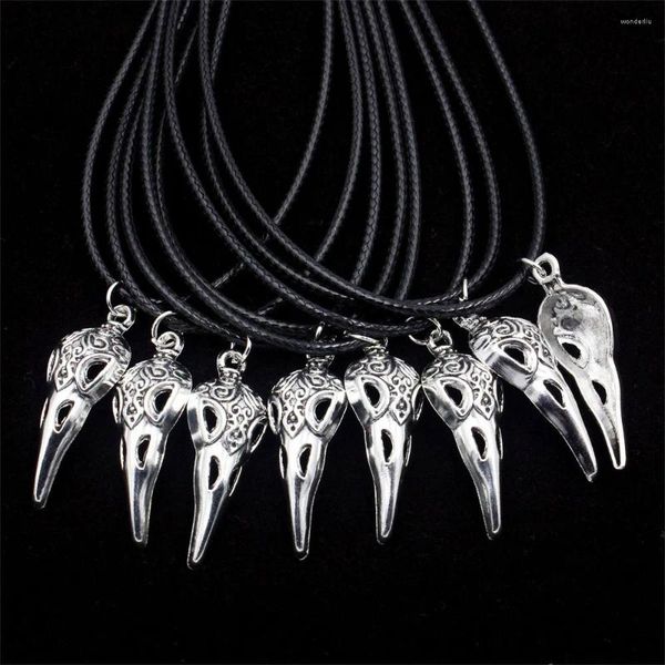 Anhänger Halsketten 10 stücke Coole Antike Krähe Schädel Halskette Elster Charms Einzigartiges Geschenk Hohl Vogel Großhandel