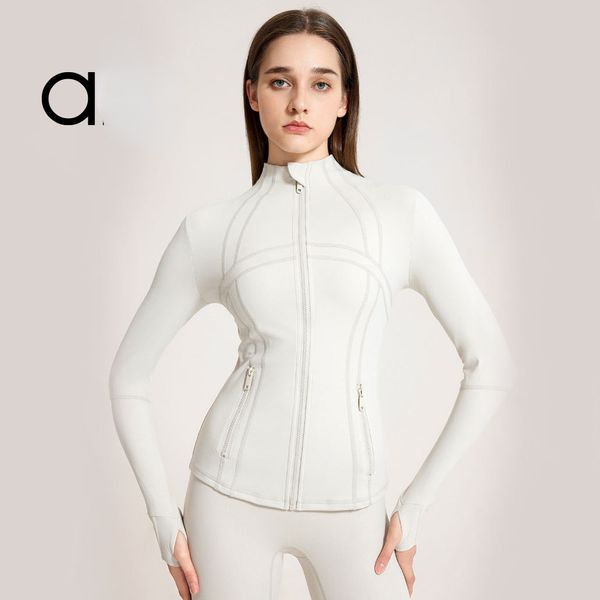 AL-108 Yoga-Outfits, Damen-Fitness-Hoodies, Laufjacke, Damen-Sport-Sweatshirt mit halbem Reißverschluss, dick, locker, kurzer Stil, Mantel, Daumenloch, Sportbekleidung