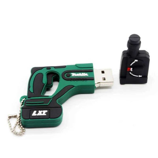 USB-Flash-Laufwerke Neue Ankunft elektrische Bohrmaschine Pendrive 4 GB 8 GB 16 GB 32 GB 64 GB Flash-Laufwerk U-Disk USB 2.0 Grünes Werkzeug Memory Stick Geschenke Schlüsselanhänger