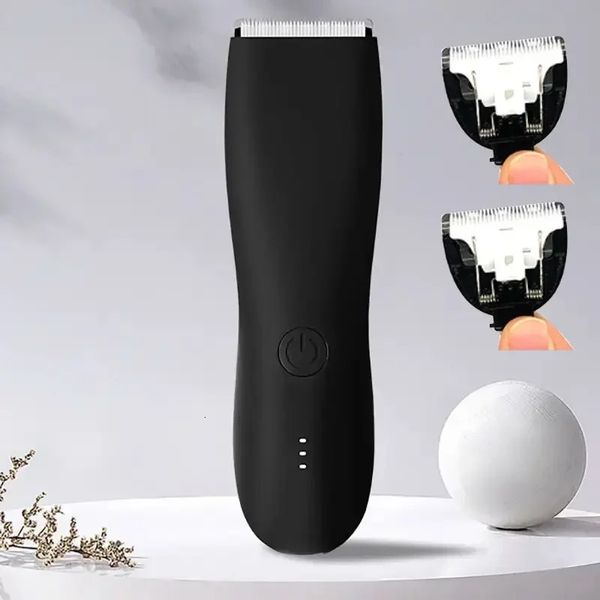 Corpo elétrico Groomer Aparador de pêlos pubianos para homens Bolas Barbeador Clipper Masculino Sensível Partes Privadas Navalha Sexo Place Face Cut 240116