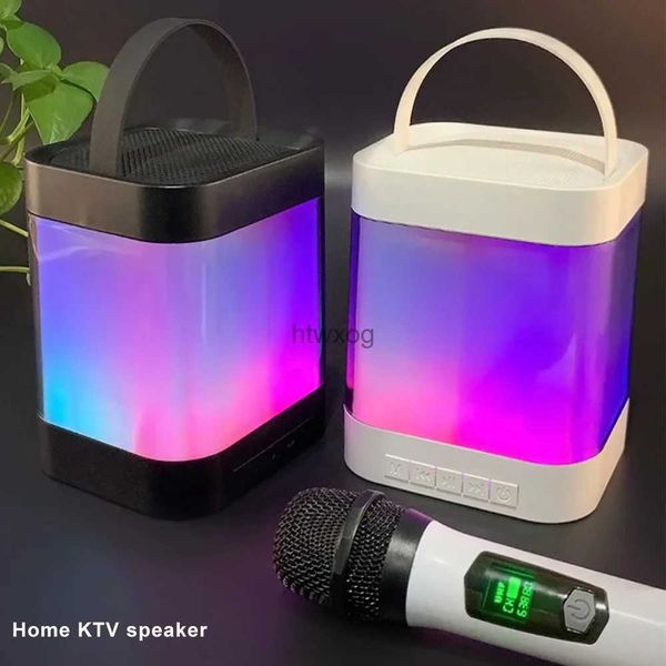 Altoparlanti portatili Mini altoparlante portatile Bluetooth Karaoke DJ Box con microfono wireless Suono stereo Luci ambientali regolabili Subwoofer domestico YQ240116