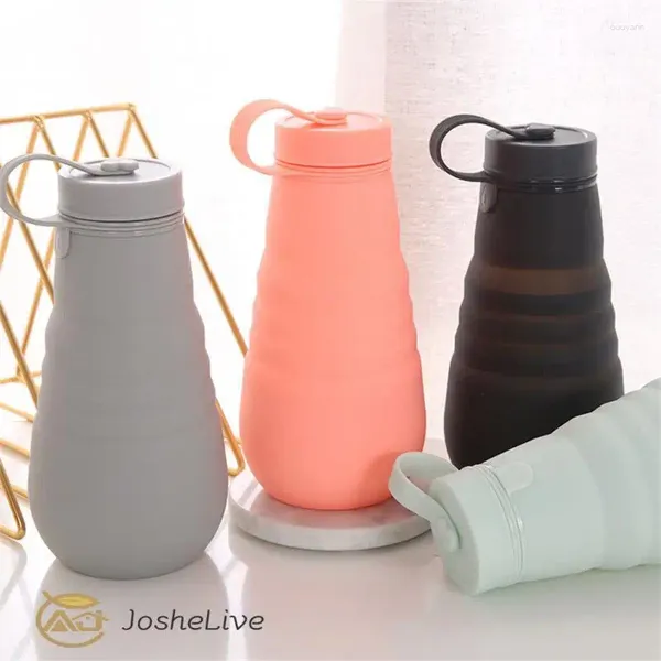 Garrafas de água à prova de vazamento 500ml, copo para beber viagem, grande capacidade, chaleira de silicone, utensílios esportivos, portátil, dobrável