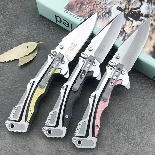 CR5190CF Flipper складной нож 8cr13mov. Сатиновая лезвия из нержавеющей стали с ручкой углеродного волокна на открытом воздухе походы EDC Pocket Foalling ножи