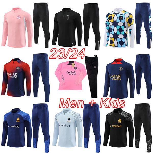 PSGes treino de futebol 2023 om Marselha argélia meninos kit de treino de futebol 23 24 paris masculino e infantil kits de futebol 2024 chandal futbol survetement pé