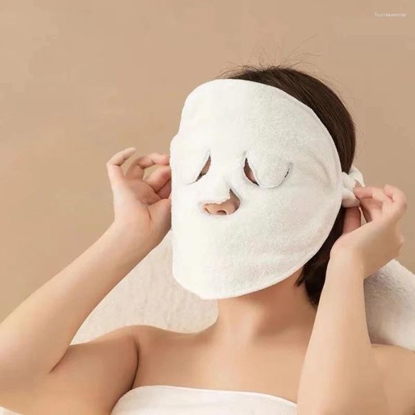 Toalha em forma de rosto facial branco hidratante e hidratante salão de beleza máscara de compressa fria espessada