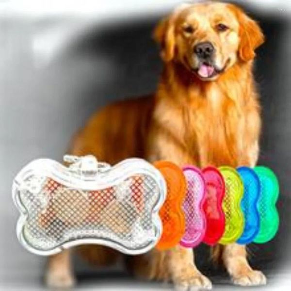 Coleiras de cachorro LED brilhantes pingente de osso de animal de estimação luzes de segurança noturna decoração de plástico joias luminosas cães holofotes acessórios esportivos à prova d'água