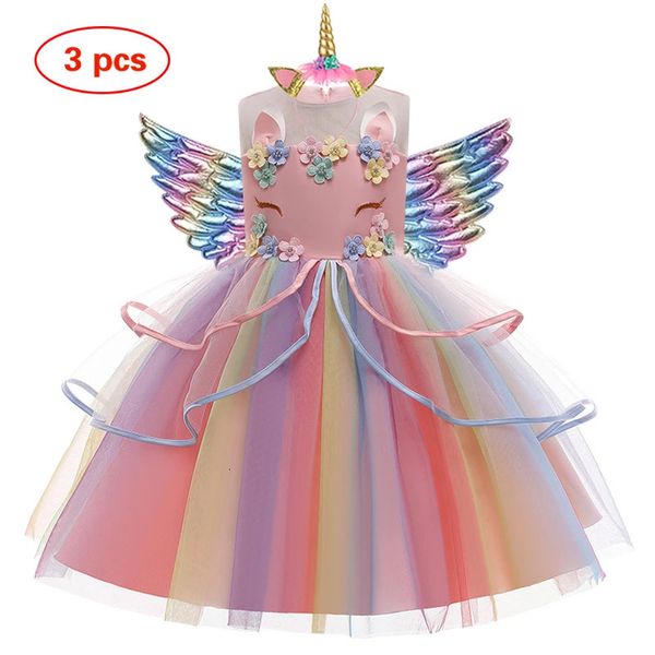 Bebek kızlar Unicorn Tutu Elbise Pastel Gökkuşağı Prenses Kızlar Doğum Günü Elbise Çocuklar Çocuklar Cadılar Bayramı Unicorn Kostüm 240116