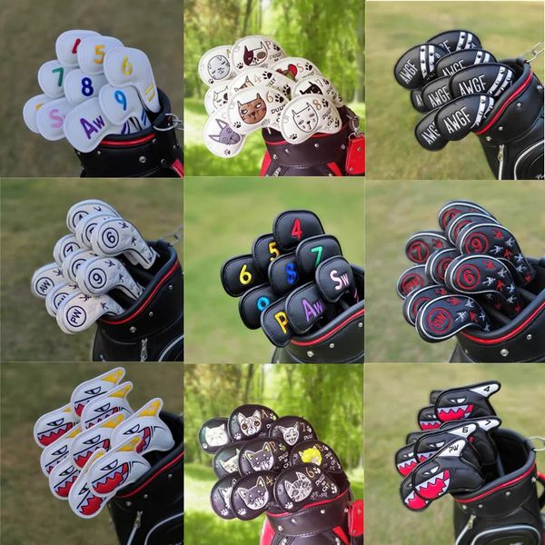 Copertine di ferro da golf Golf Club testa di vari colori e stili da golf club manicotto ferro manicotto berretto da squalo ricamo di alta qualità può 6478