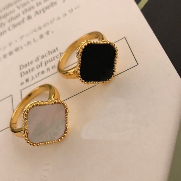 anéis de designer de joias femininas para mulheres anéis de banda anel de moda de luxo anéis de trevo de quatro folhas joias femininas anéis elegantes clássicos 2 estilos com caixa