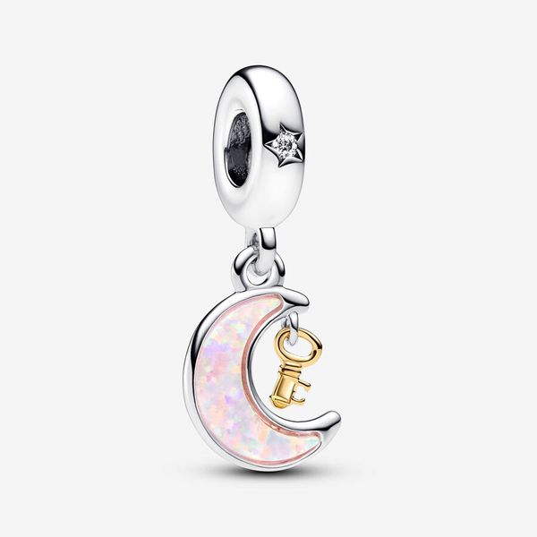 I pendenti pendenti con chiave luna in argento sterling 925 si adattano agli accessori originali dei gioielli da sposa delle donne di moda del braccialetto europeo originale