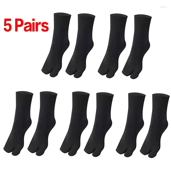 Herrensocken, 5 Paar, Harajuku, japanische Zwei-Finger-Damen-Männer-Sport-Flip-Flop-Sandale, geteilte Tabi-Zehen, atmungsaktive feste Zwei-Zehen-Socke