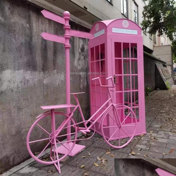 Decorazioni da giardino Nanchi Cabina telefonica in metallo Scpture Home Decorazioni per feste di matrimonio Ornamenti Puntelli Beautif Rosa 2M Consegna ad alta caduta Dhbt1