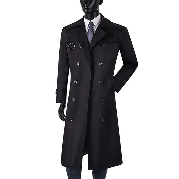 Trench coat masculino casual extra longo duplo breasted masculino blusão casaco estilo inglaterra primavera outono saindo M-6XL