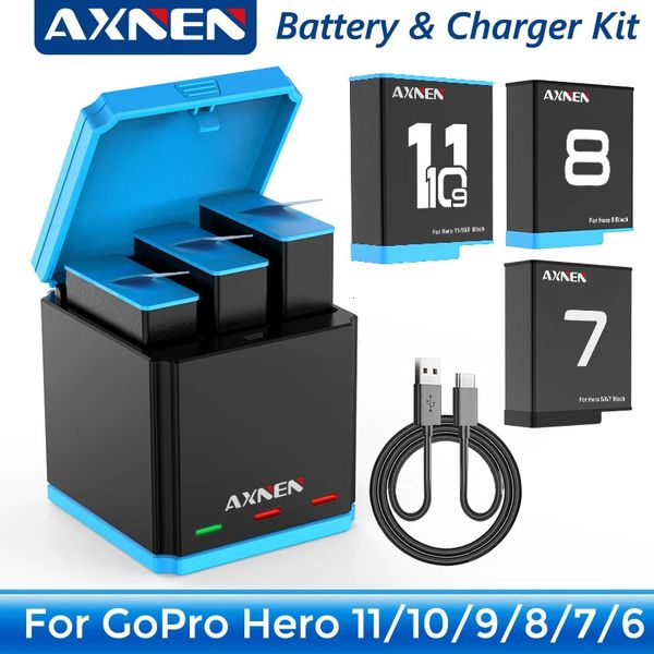 Kit batteria o caricabatterie per GoPro Hero 11 10 9 8 7 6 5 Accessori Gopro per originale Go Pro Hero11 Hero8 Hero10 Action Camera 240115
