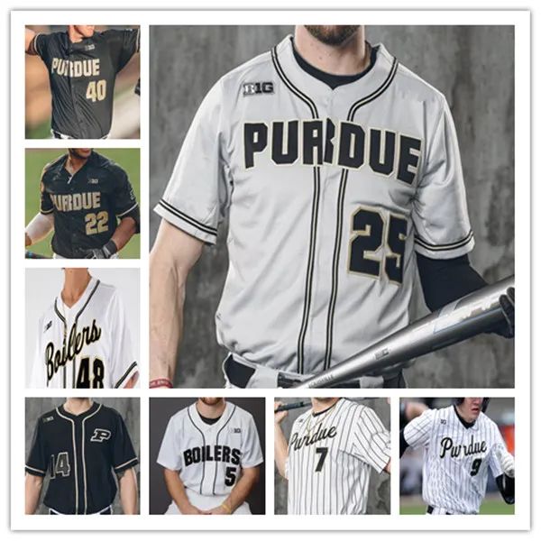 Benutzerdefinierte Herren Damen Jugend Ncaa Purdue Boilermakers Baseball Jersey Evan Albrecht Troy Viola CJ Valdez Jake Jarvis Curtis Washington Jr. Cam Thompson Mike