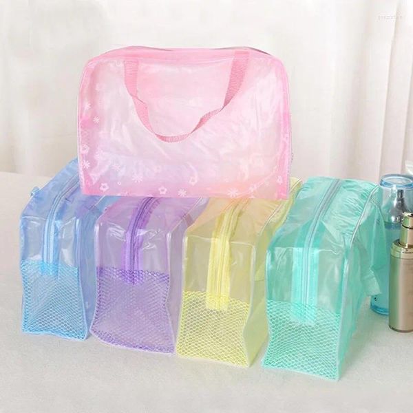 Borse portaoggetti Borsa da viaggio cosmetica impermeabile in PVC trasparente a 5 colori Custodia da viaggio con cerniera Borsa da toilette da viaggio