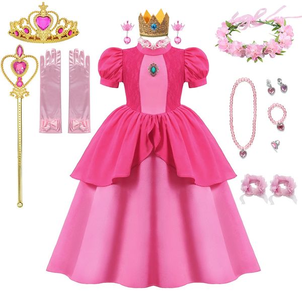 Abito cosplay principessa pesca per ragazza costume cosplay di Halloween bambini festa di compleanno spettacolo carnevale per bambini vestiti fantasia 240116