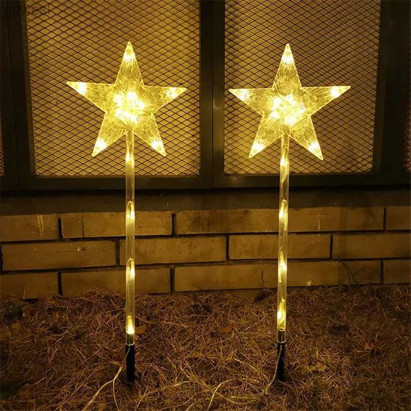 Lâmpadas de gramado movidas a energia solar 1 a 2 estrelas luz decorativa à prova d'água lâmpada de jardim 61cm branco quente bela iluminação festa aniversário yq240116