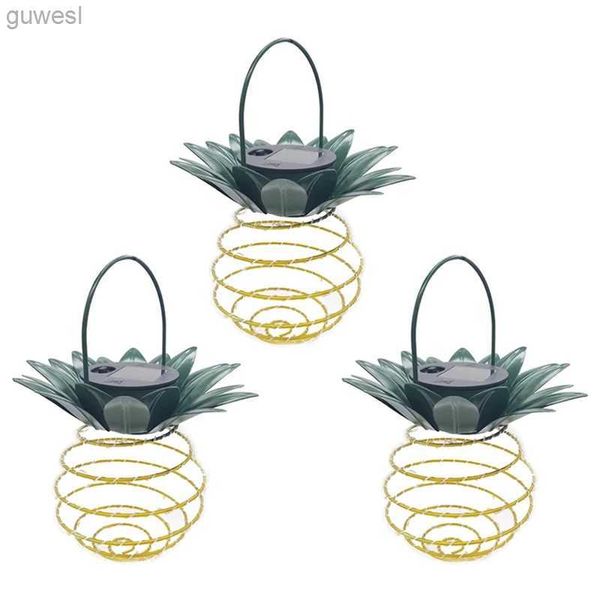 Lampade da giardino LED Solare Ananas Luce in ferro battuto Stringa di luce decorativa Giardino Prato Lanterna Filo di rame Stringa di luce 3 PZ YQ240116