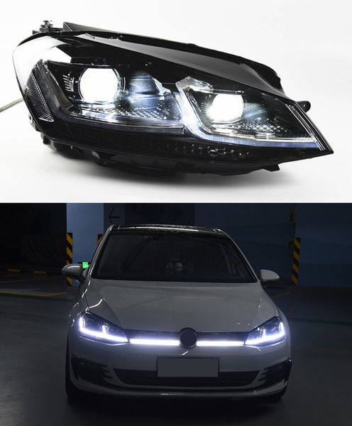 Faro indicatore di direzione per auto per VW Golf 7 LED Head Light 2013-2017 MK7 Daytime Running High Beam Lamp Lens