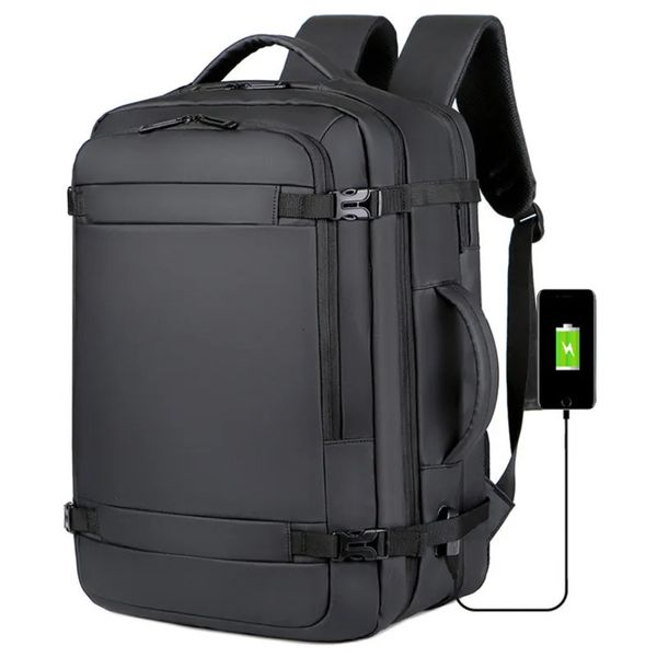 40L genişletilebilir usb şarj seyahat sırt çantası erkekler büyük kapasiteli iş suya dayanıklı dayanıklı 17 inç bilgisayar sırt çantası 240116