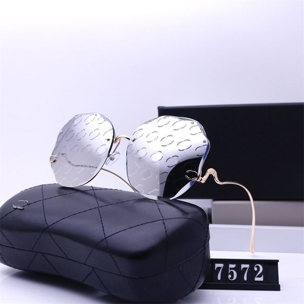 Óculos de sol feminino designer adumbral sem aro ornamental óculos de sol de luxo moda óculos polarizados pára-sol elegante com caixa