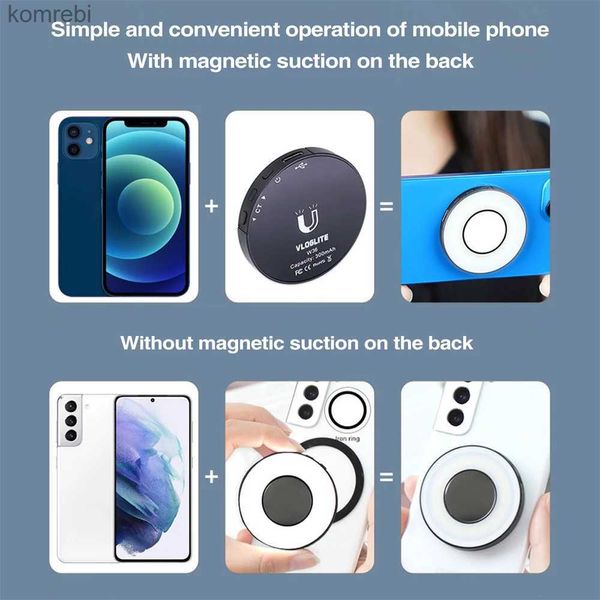 Selfie Lights Clip-on magnetica per smartphone Selfie Light Anello a LED Luce di riempimento per Magsafe Iphone 12 13 14 Series Android Phone Light RicaricabileL240117