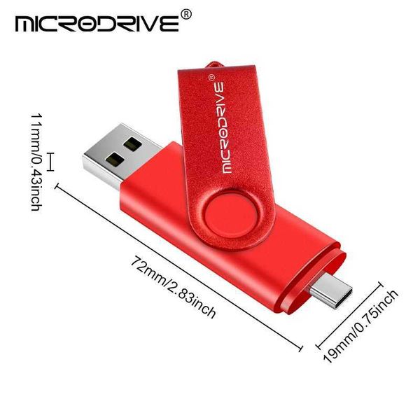 USB flaş sürücüler çok fonksiyonlu otg 2'de 1 tip -c usb flash sürücü pendrive 128gb cle usb - sopa 32/64 gb kalem telefon için