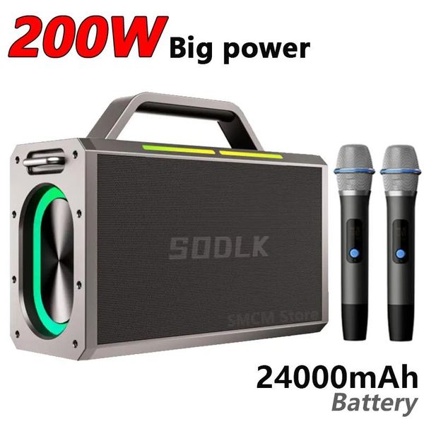 Altoparlanti SODLK 200W Altoparlante Bluetooth portatile da esterno ad alta potenza TWS Heavy Bass Audio Wireless Party Box Subwoofer Sistema audio stereo