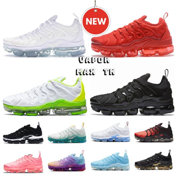 Vapores Max Plus Tn Running Shoes Homem Mulheres Triplo Branco Preto Vermelho Laser Azul Volt Glow Oreo Respirável Hyper Pink Tennis Ball Airs Sneakers Treinadores Esportivos Tns Mens