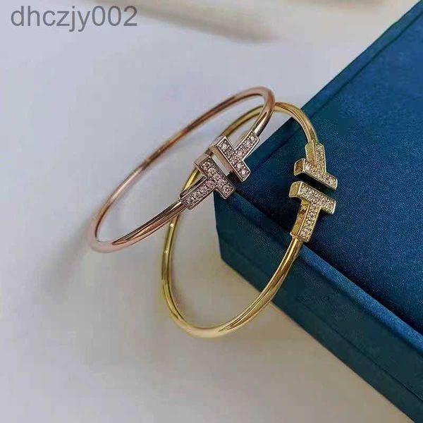 Bracciale Diamond Designer T tennis 18K a forma di donna a doppia forma per le donne oro cuore eb3c