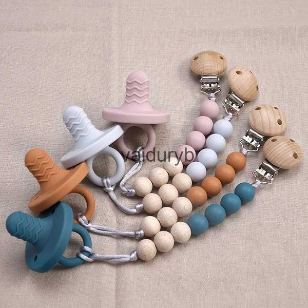 Clip porta ciuccio # Ciuccio moda neonato Clip comfort per l'alimentazione Clip personalizzata per bambino in legno silicone metallo Clip ciuccio Chainvaiduryb