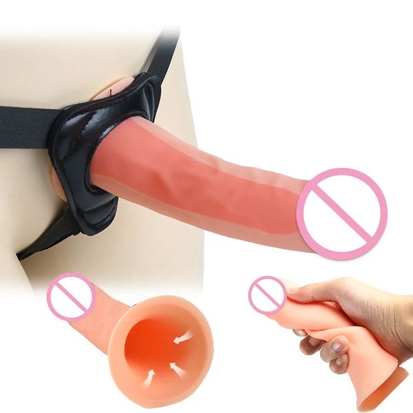 Tragbares Unisex-Sexspielzeug mit hohlen Ärmeln, realistischer Dildo, Umschnallgurt, Penis-Extender, BDSM-Produkte für Frauen, Männer, Schwule, Lesben, 240115