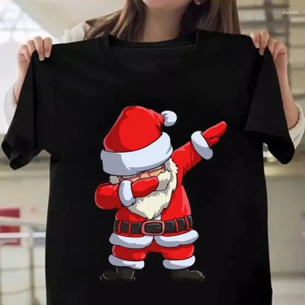 Erkek Tişörtleri Komik Noel Noel Baba Baskı T-Shirt Kadınlar Erkek Sokak Hip Hop Giysileri Sevimli Üstler Moda Gömlek Büyük Boy Tee